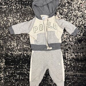 🌻Polo by Ralph Lauren Gray Hooded Sweatshirt & Jogger Set